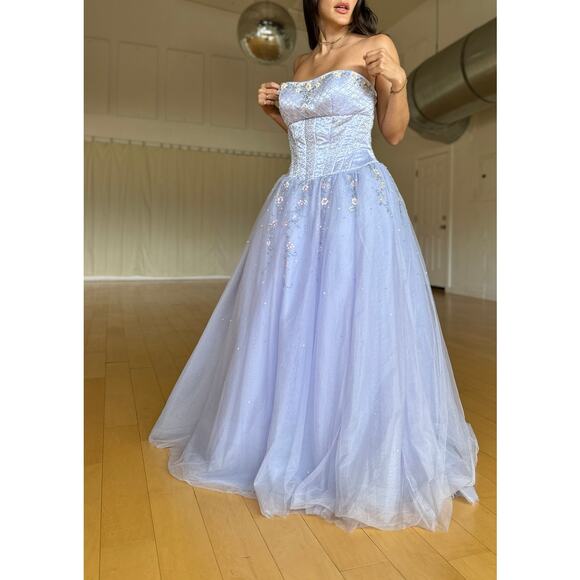 Alyce Designs Women's 16 Gown Lavender Floral Sequin Prom Vintage Fairy Y2K - Picture 1 of 5